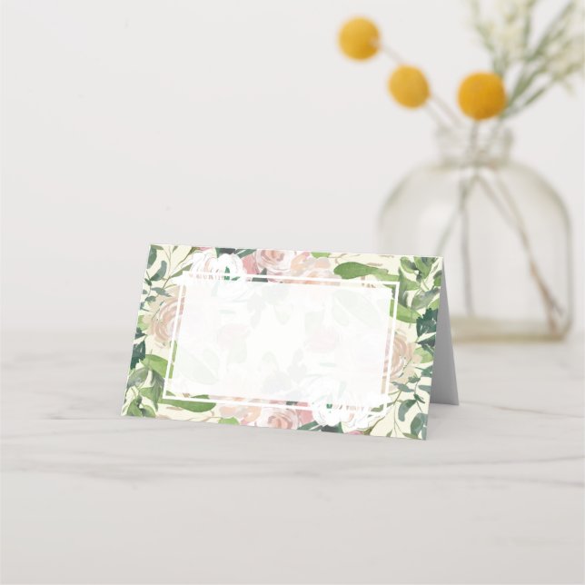 Placement carte de table à fleurs botaniques roses pour mari (Devant)