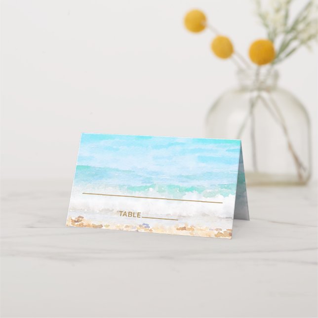 Placement Carte de table aquarelle de plage (Devant)