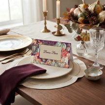 Carte de table Automne Récolte Botanique prune
