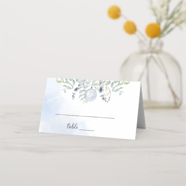 Placement Carte de table Bleu Hiver (Devant)