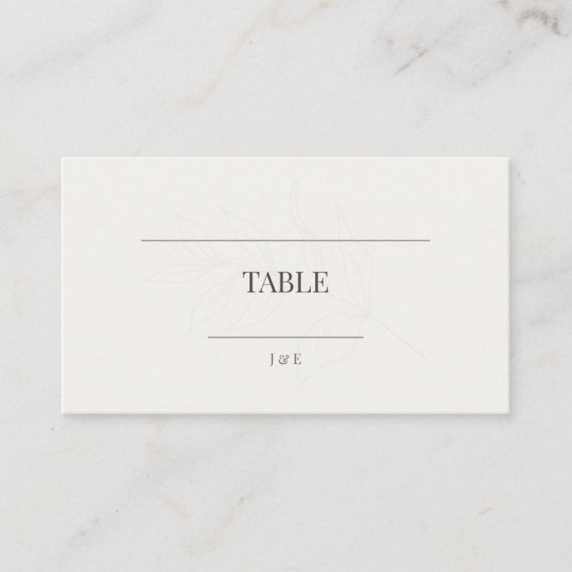 Placement Carte de table botanique minimale | Moderne blanc  (Devant)