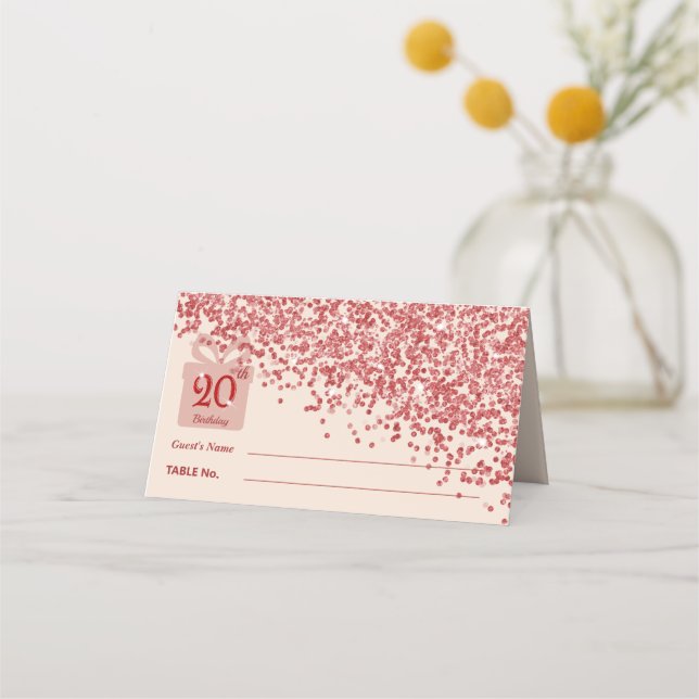 Placement Carte de table Burgundy pailletée Ruby Red pour 20 (Devant)