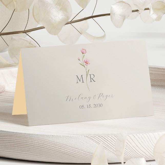Placement Carte de table chic pour mariage aux fleurs sauvag (Créateur téléchargé)