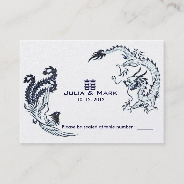 Placement Carte de table chinoise Dragon-Phoenix moderne Mar (Devant)