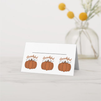 Placement Carte de table citrouille reconnaissante