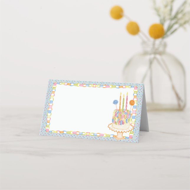 Placement Carte de table de fête d'anniversaire Bleu Cue le  (Devant)