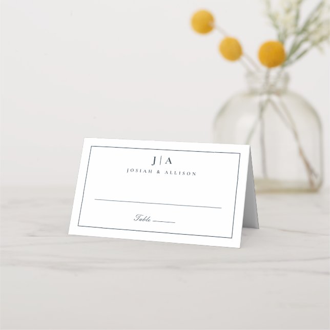 Placement Carte de table de mariage à monogramme classique (Devant)