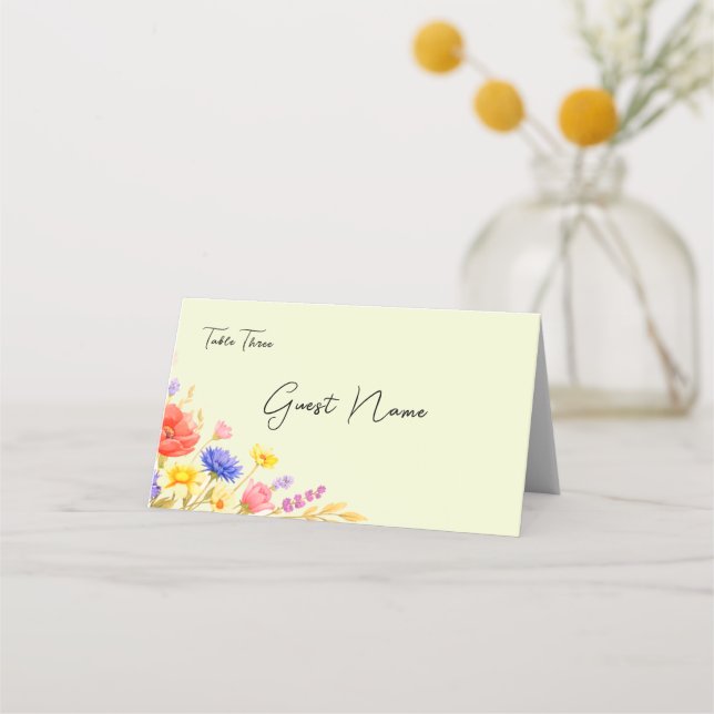 Placement Carte de table de mariage aux fleurs sauvages de p (Devant)