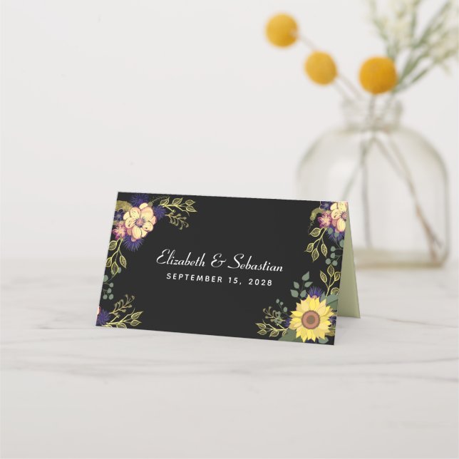 Placement Carte de table de mariage aux tournesols (Dos)