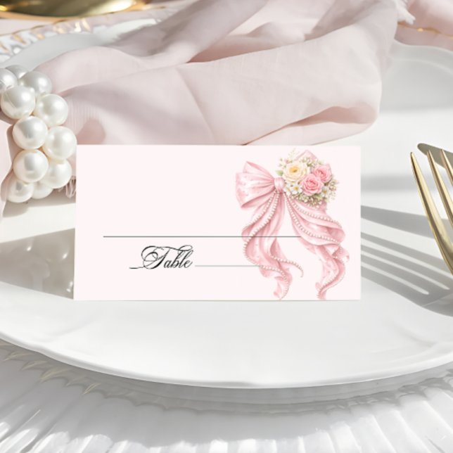 Placement Carte de table de mariage avec ruban rose (Créateur téléchargé)