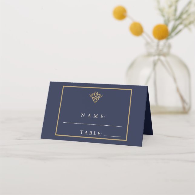 Placement Carte de table de mariage bleu marine Old Money (Devant)