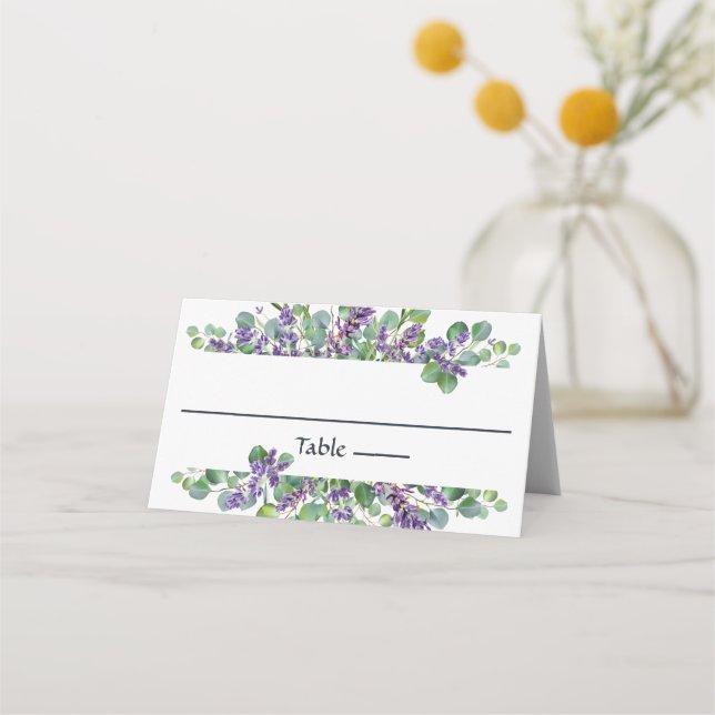 Placement Carte de table de mariage botanique à la lavande e (Devant)