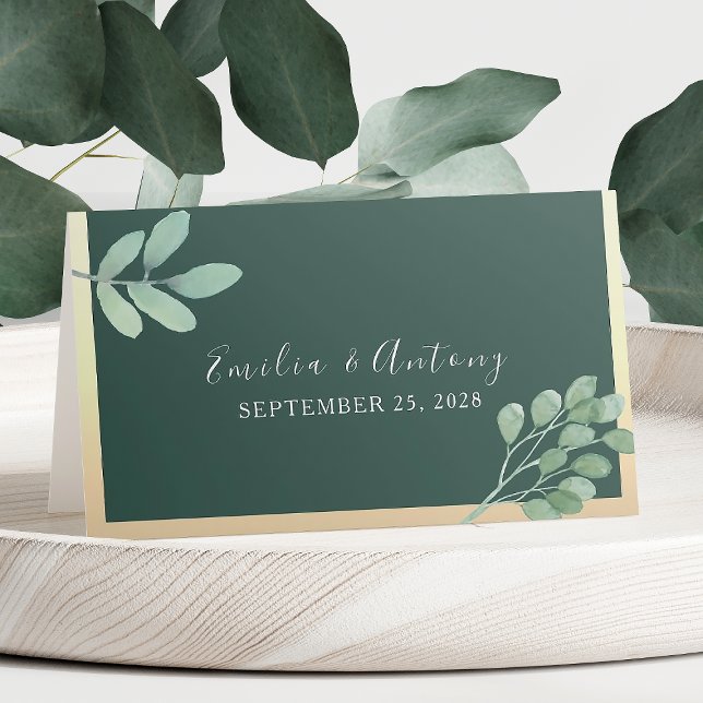 Placement Carte de table de mariage botanique à l'aquarelle (Créateur téléchargé)