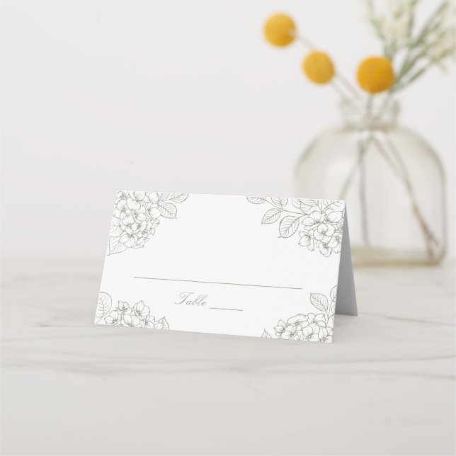 Placement Carte de table de mariage élégante aux hydrangeas  (Devant)
