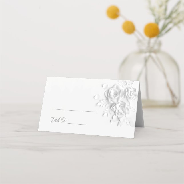 Placement Carte de table de mariage Fleurs 3D blanches (Devant)