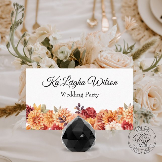 Placement Carte de table de mariage floral automnal (Créateur téléchargé)