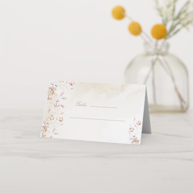 Placement Carte de table de mariage floral bohème (Devant)