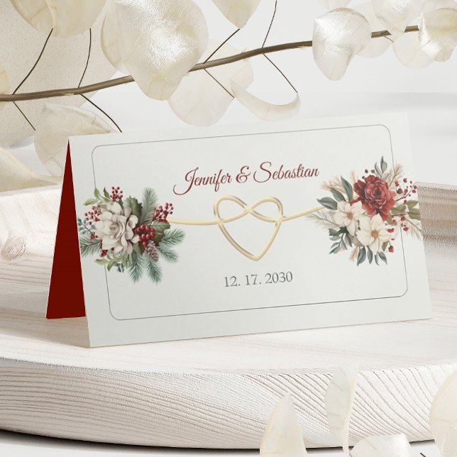 Placement Carte de table de mariage florale de Noël (Créateur téléchargé)