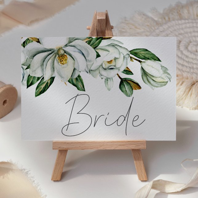 Placement Carte de table de mariage florale en magnolia blan (Créateur téléchargé)