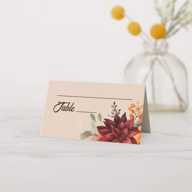Placement Carte de table de mariage florale en terre cuite c (Devant)