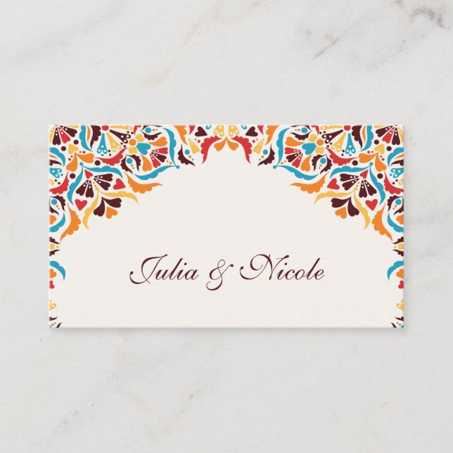 Placement Carte de table de mariage florale fantaisiste oran (Devant)