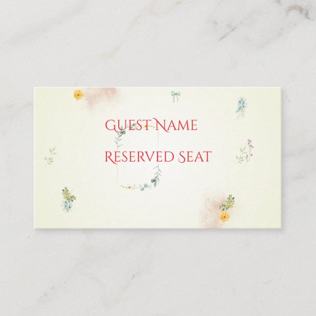 Placement Carte de table de mariage florale jaune et rose (Devant)