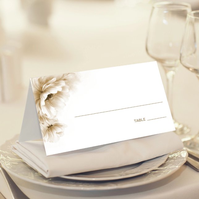 Placement Carte de table de mariage florale neutre rustique (Créateur téléchargé)
