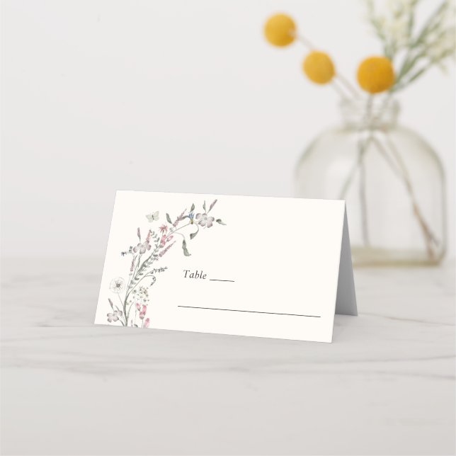 Placement Carte de table de mariage florale pastel (Devant)