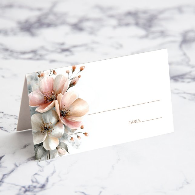 Placement Carte de table de mariage florale rose rustique (Créateur téléchargé)
