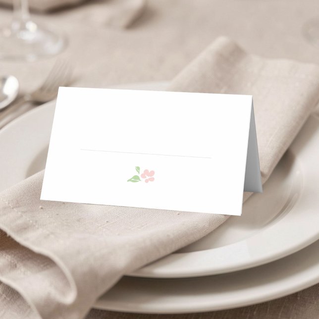 Placement Carte de table de mariage florale simple | Blanc (Créateur téléchargé)