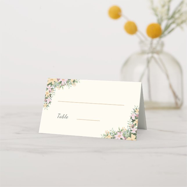 Placement Carte de table de mariage florale - style boho (Devant)