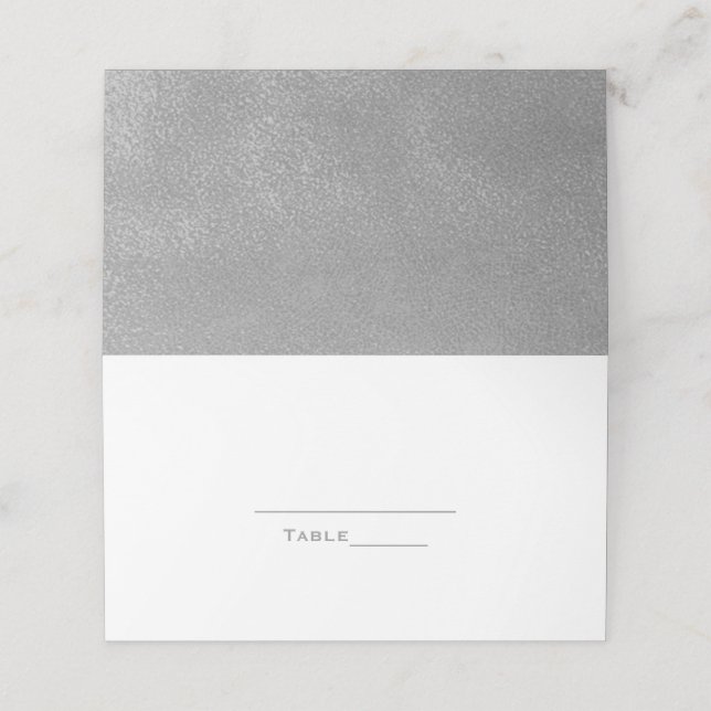 Placement Carte de table de mariage moderne argentée (Extérieur déplié)