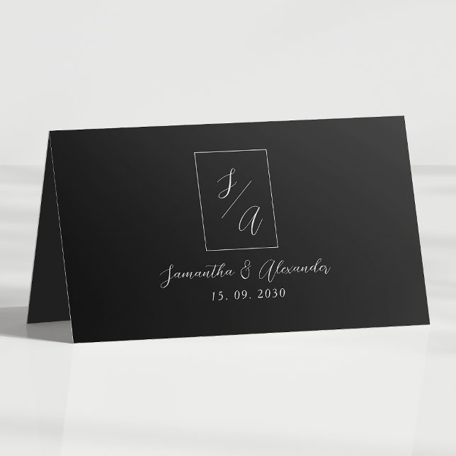 Placement Carte de table de mariage noir et blanc (Créateur téléchargé)