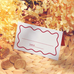 Placement Carte de table de mariage ondulée rétro colorée