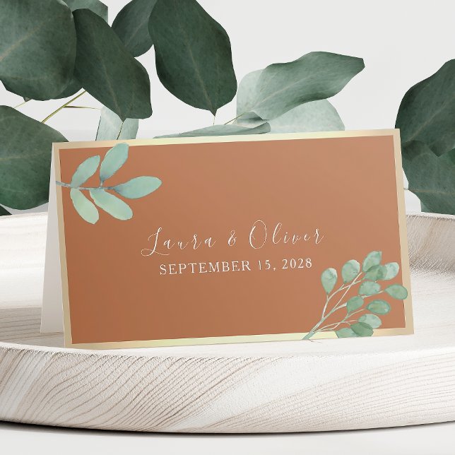 Placement Carte de table de mariage orange brûlé (Créateur téléchargé)