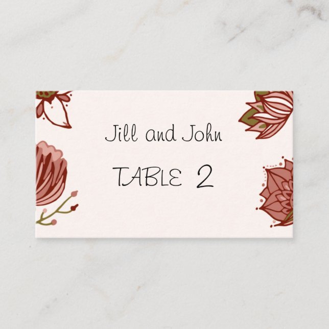 Placement Carte de Table de Mariage – Place Invité Personnal (Devant)