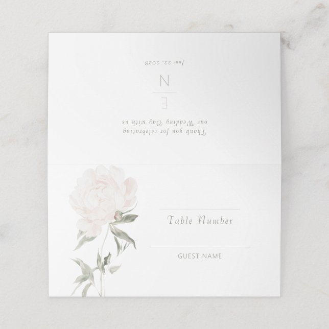 Placement Carte de table de mariage romantique aux pivoines  (Extérieur déplié)