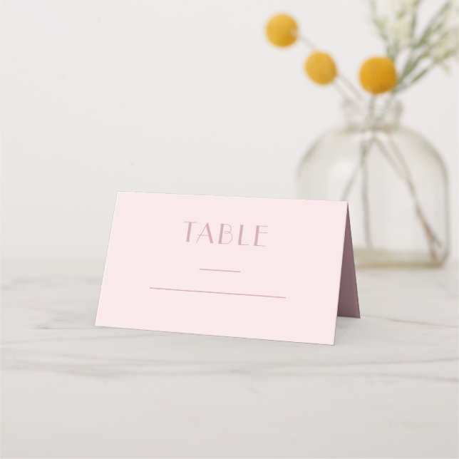 Placement Carte de table de Mariage Rose chic (Devant)