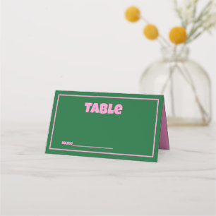Placement Carte de table de mariage rose vert rétro brillant