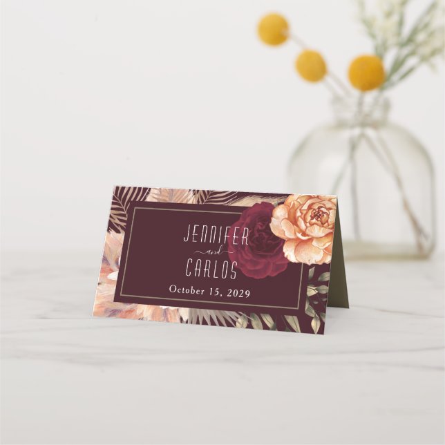 Placement Carte de table de mariage rustique en Bourgogne (Dos)