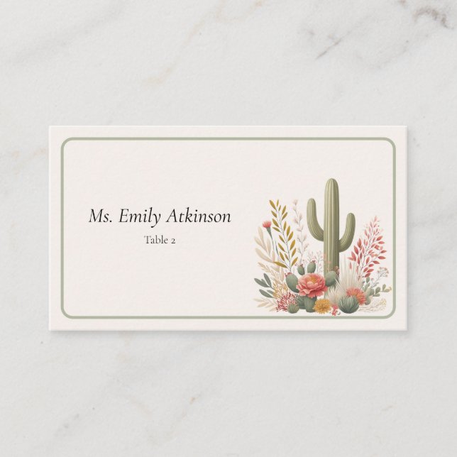 Placement Carte de table de mariage Saguaro & Sage Flat (Devant)
