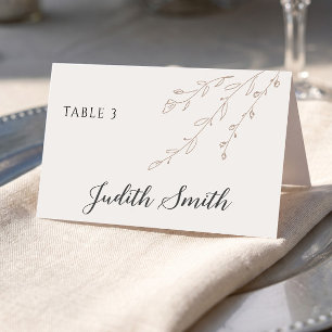 Placement Carte de table de mariage simple en crème neutre