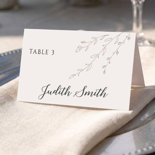 Placement Carte de table de mariage simple en crème neutre (Créateur téléchargé)