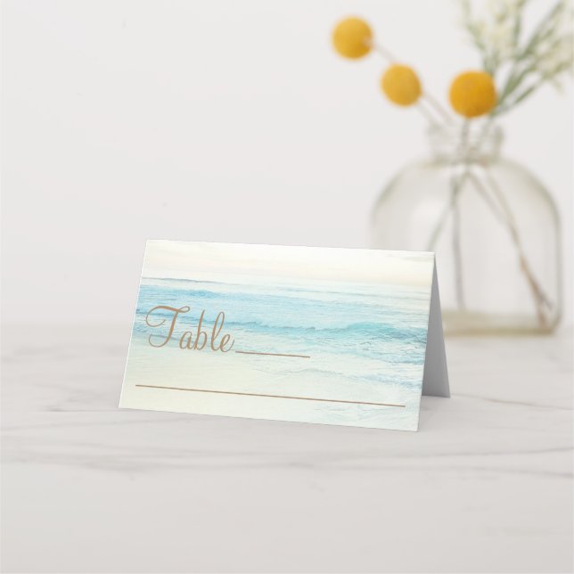 Placement Carte de table de mariage sur la plage au coucher  (Devant)