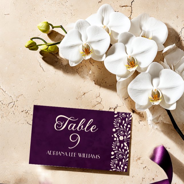 Placement Carte de table de mariage Talavera beige violet (Créateur téléchargé)
