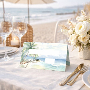 Placement Carte de table de palmiers tropicaux de plage
