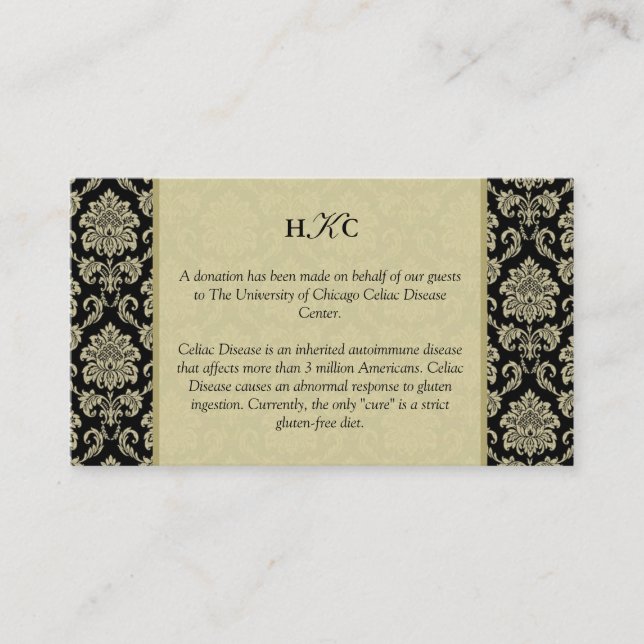 Placement Carte de table de réception en noir et ivoire Dama (Devant)