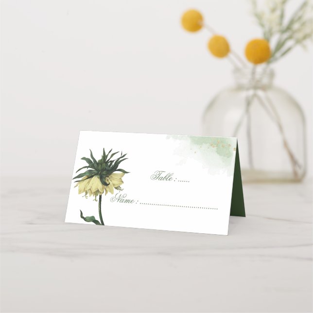 Placement carte de table de verdure de fleur jaune magnifiqu (Devant)