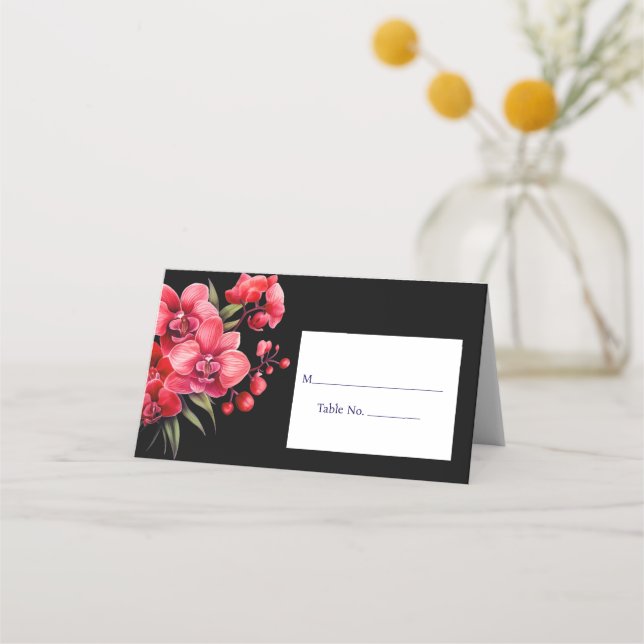 Placement Carte de table d'invité de carte de lieu d'Orchidé (Devant)