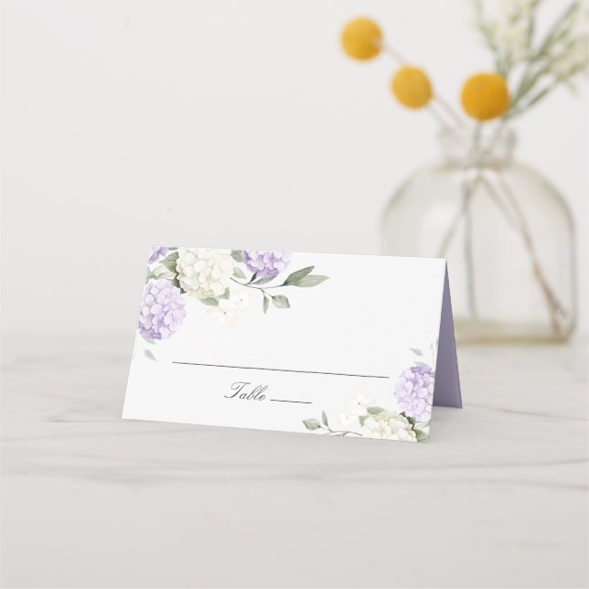 Placement Carte de table élégante aux fleurs d'hortensia vio (Devant)